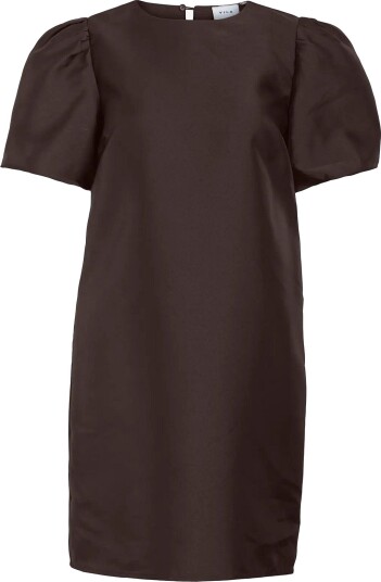 Vila Vishina 2/4 O Neck Short Dress/1/Pty/Ka COFFEE BEAN 38