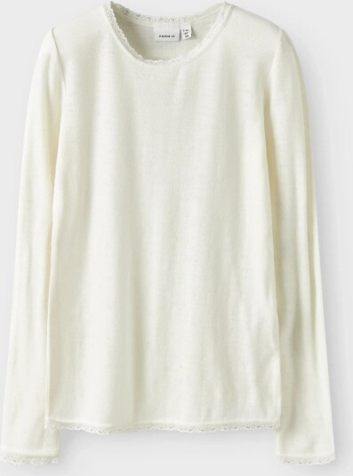 Name It Nkfwang Wool Needle Ls Top Solid White 116
