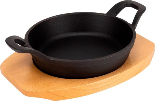 Mareld Serveringspanna i gjutjärn 16 cm underlägg i trä