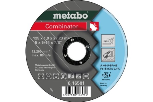 Metabo 616500000, Kutteskive, Nedtrykket Senter, Stål, Metabo, 2,22 Cm, 11,5 Cm