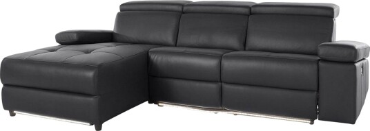 Hjørnesofa 3 seter Rayland Svart PU Venstre Elektrisk Recliner Svart PU Venstre Elektrisk Recliner