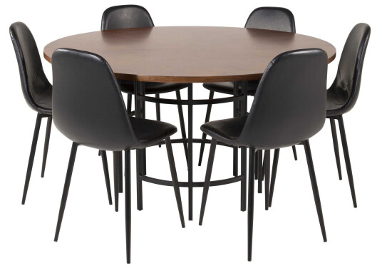 Venture Design Copenhagen & Polar spisegruppe Brun/svart 6 st stoler & bord 140 cm