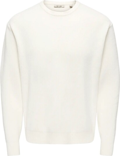 ONLY & SONS Onsrodger Rlx Crew Neck Knit   CLOUD DANCER   XL
