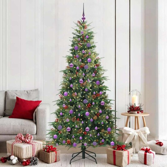  Kunstig sammensatt juletre med 300 LED grønn 210 cm PE og PVC