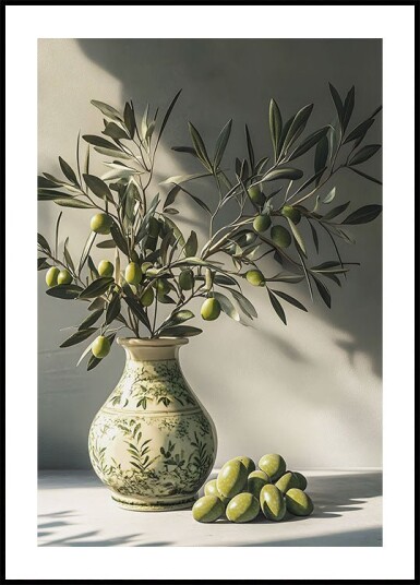 Olive Branch in Decorative Vase Still Life Plakat Plakat / 50x70cm