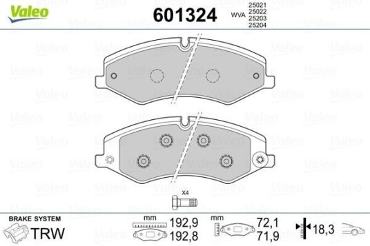 Bremseklosser sett VALEO 601324