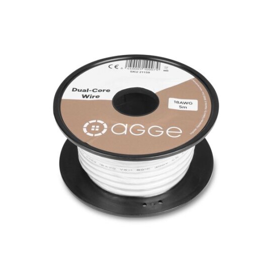 Strømkabel for LED striper AGGE Dual Core 18AWG/0,82 mm² 5 m Strømkabel for LED striper AGGE Dual Core 18AWG/0,82 mm² 5 m