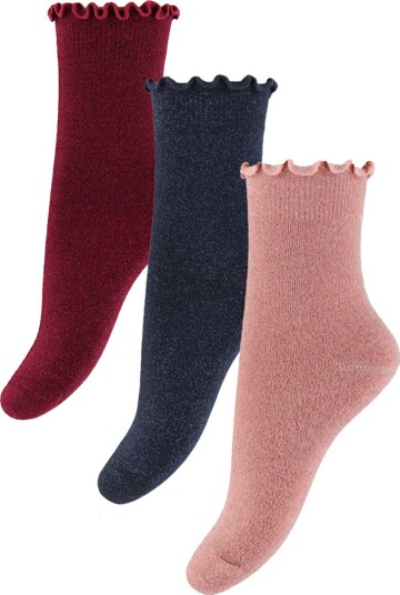 Kids Only Kogwinter Xmas Glitter Socks 3 Pack Acc   CABERNET   31 33
