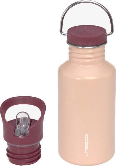 Lassig Rustfri Stålflaske Med Ekstra Hette Og Tut 500 Ml Unik Rosa Lassig Rustfri Stålflaske Med Ekstra Hette Og Tut 500 Ml Unik Rosa