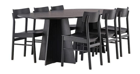 Spisegruppe Venture Home Bootcut Oval med 6st Montros Spisestoler