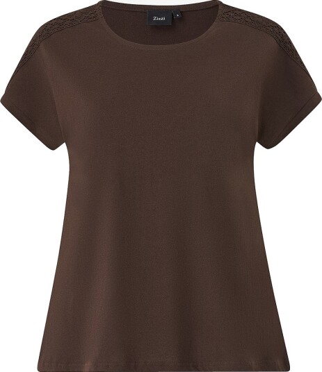 Zizzi Topp Mkamia S/S Loose Tee Brun