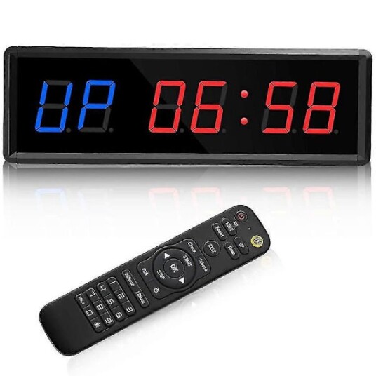 Trenings Gym Intervall Timer Nedtelling/opptelling Klokke LED Gym Timer Stoppeklokke Med Fjernkontroll For Hjemme Gym Fi