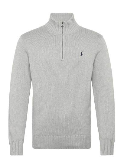 Polo Ralph Lauren Cotton Quarter-Zip Sweater - Grey - S