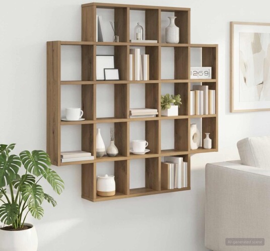 vidaXL Vegghylle Artisan eik 100 x 13 x 100 cm Konstruert tre