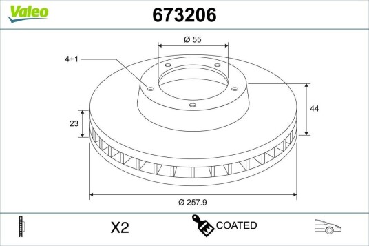 VALEO 673206 Bremseskive