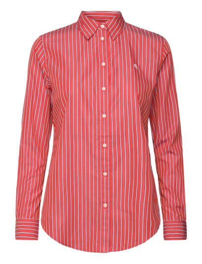 Lauren Ralph Lauren Classic Fit Striped Broadcloth Shirt   Coral   XS