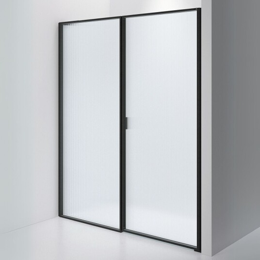 INR Iconic Nordic Rooms Dusjvegg Edge 4 Måltlpasset - Høyre / Matt Svart Sway Glass