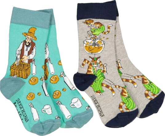 Geggamoja Pettson & Findus Socks 2-Pack Mix 31-33 - Multi/patterned - 25/27
