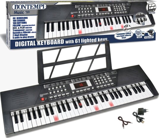 Bontempi Digital Keyboard Med 61 Lysende Tangenter