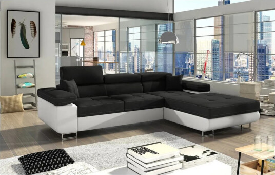 Seksjon Eltap Armando 289x85x203 cm Sawana 14 Soft 17 Svart Hvit Høyre Seksjon Eltap Armando 289x85x203 cm Sawana 14 Soft 17 Svart Hvit Høyre