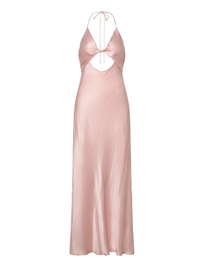 Bardot Isola Halter Neck Maxi Dress   Pink   36