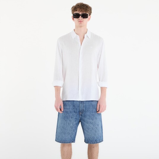 Calvin Klein Linskjorte LS Solid Linen Classic Shirt Hvit