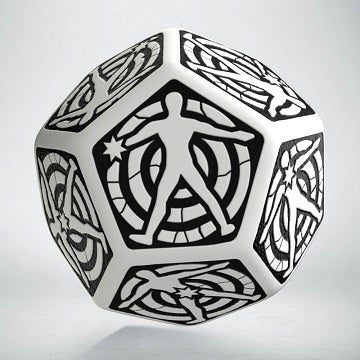 White & Black D12 Hit Location Dice Terning - Rollespill fra Outland