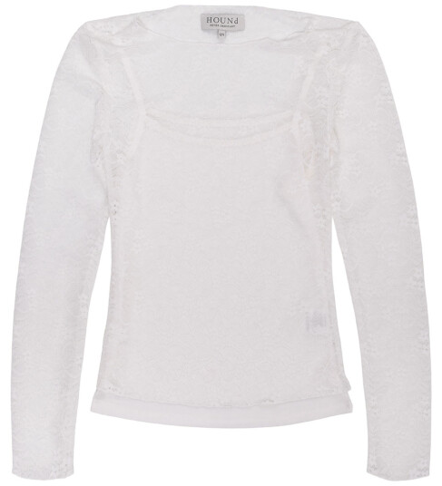 Hound Genser Lace Off White m. Hullmønster 12 år 152 Genser Hvit