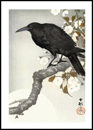 Crow And Full Moon By Ohara Koson Plakat Plakat / 40x50cm