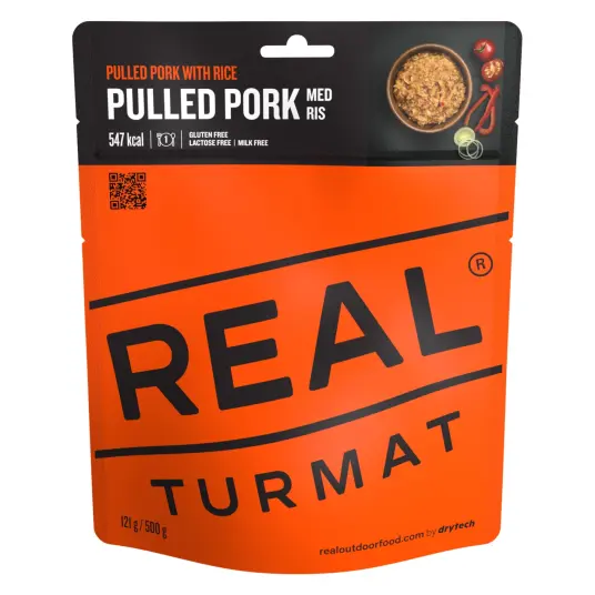 Real Turmat Pulled Pork w/Rice, gryte med ris og revet svinekjøtt 500g Orange Real Turmat Pulled Pork w/Rice, gryte med ris og revet svinekjøtt 500g Orange