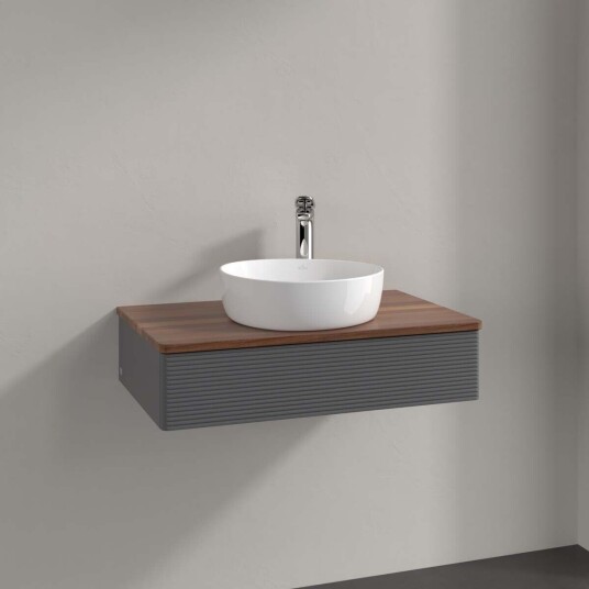 Villeroy & Boch  Antao Servantskap med 1 skuff 80x50x19 cm m/lys Antrasitt/Valnøtt