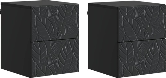 Vegghengt Nattbord 2 pcs Svart 34,5 x 33 x 40 cm Konstruert tre