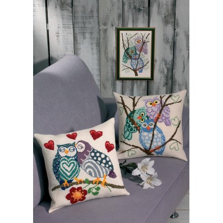 Permin Broderisett Aida Pute Tre Ugler 40x40cm