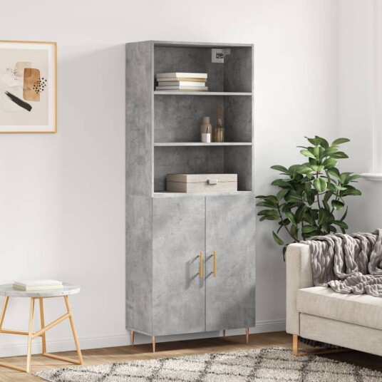 vidaXL Highboard betong grå 69,5x34x180 cm konstruert tre 8720845926083