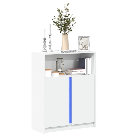Skjenk med LED hvit 77x34x100 cm konstruert tre 8721102967108