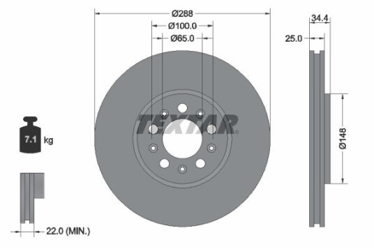 Bremseskive TEXTAR 92106605 Bremseskive TEXTAR 92106605