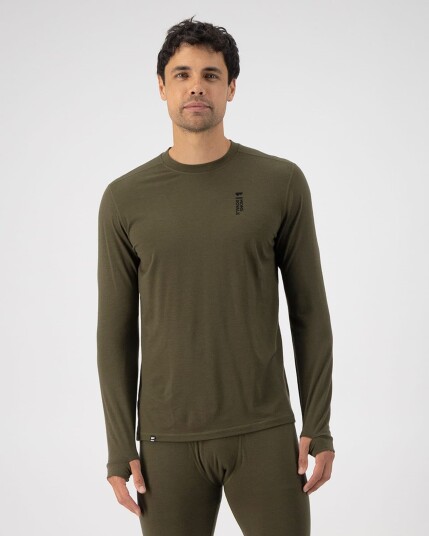 Mons Royale Cascade Merino Flex 200 LS, Ms Dark Olive M
