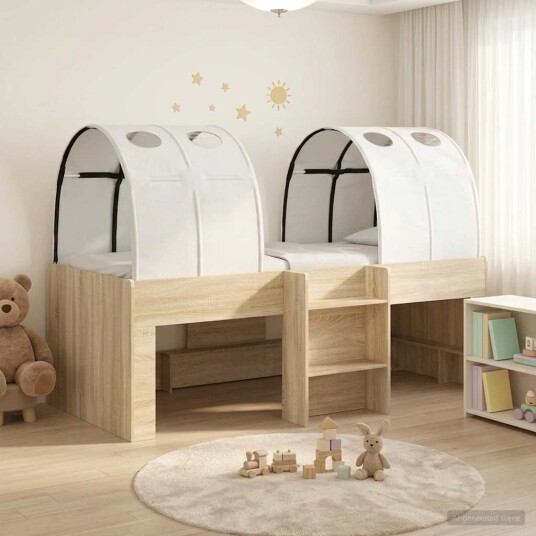  Seng med tunnel 4 pcs Sonoma eik og hvit Konstruert tre