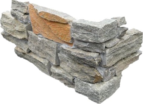Stone Wall Forblendingsstein valdres granitt utvendig hjørne b: 200mm l: 405mm t: 30mm grå