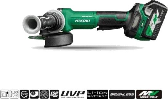 HiKOKI Vinkelsliper G3613DVFWQZ 125 mm, 36 v, 2.5 ah Batteri, Børsteløs Motor, Inkl. HSC III Koffert
