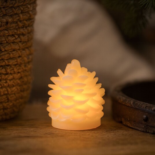 LED kongle lys blinkende flammeeffekt hvit   på og av høyde 8cm Ø6cm