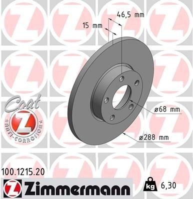 ZIMMERMANN 100.1215.20 Bremseskive