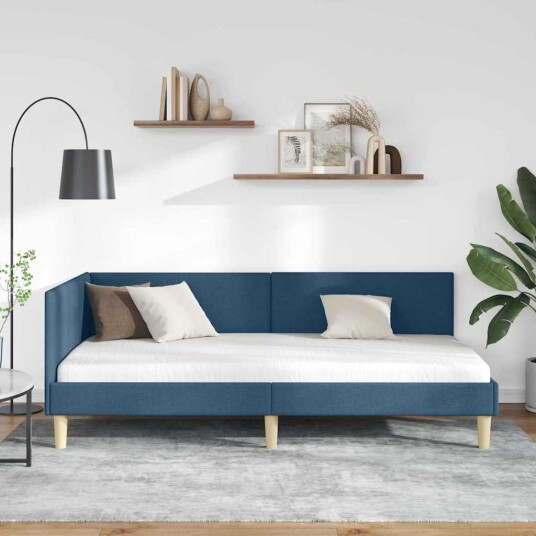 Hjørnesengramme Annet Blå 100 x 200 cm Stoff og Konstruert tre Hjørnesengramme Annet Blå 100 x 200 cm Stoff og Konstruert tre