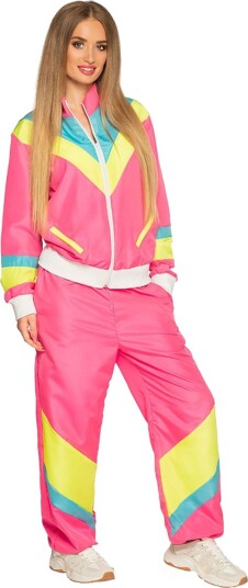 Neon Rosa 80 talls Grilldress med Lommer til Dame Strl XL