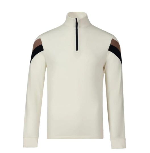 WoolLand Suleskar Half Zip Ulltrøye Snow White and Driftwood L WoolLand Suleskar Half Zip Ulltrøye Snow White and Driftwood L