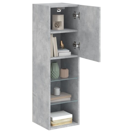 vidaXL TV-benker med LED-lys 2 stk betonggrå 30,5x30x102 cm 8721012256064 vidaXL TV-benker med LED-lys 2 stk betonggrå 30,5x30x102 cm 8721012256064