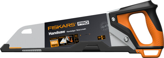 Fiskars Pro PowerTooth Håndsag 38 cm med 9 tpi - Sort/Sølv/Gul