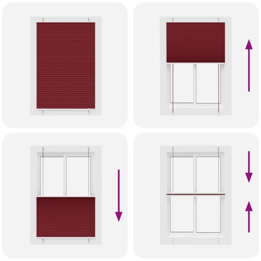 Plisségardin Bordeaux Rød 90x150 cm Stoff Bredde 89,4