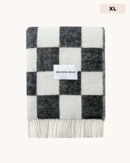 Maison Deux Checkerboard XL Pledd Sort/Hvit