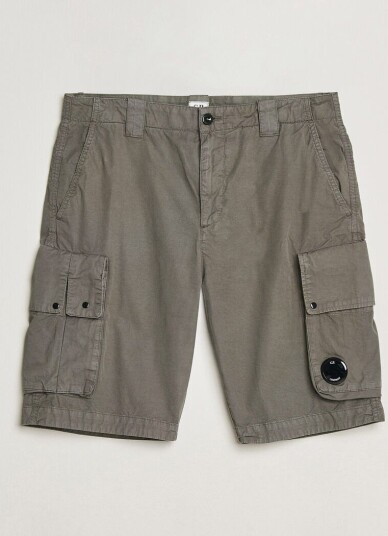 C.P. Company Cotton Gabardine Cargo Shorts Washed Black